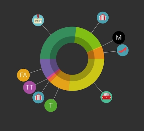 pie chart breaking down spending by category